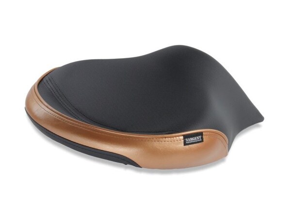 World Sport Performance Plus Motorcycle Seat for the Can-Am Ryker with Copper Color Accents as seen from behind.